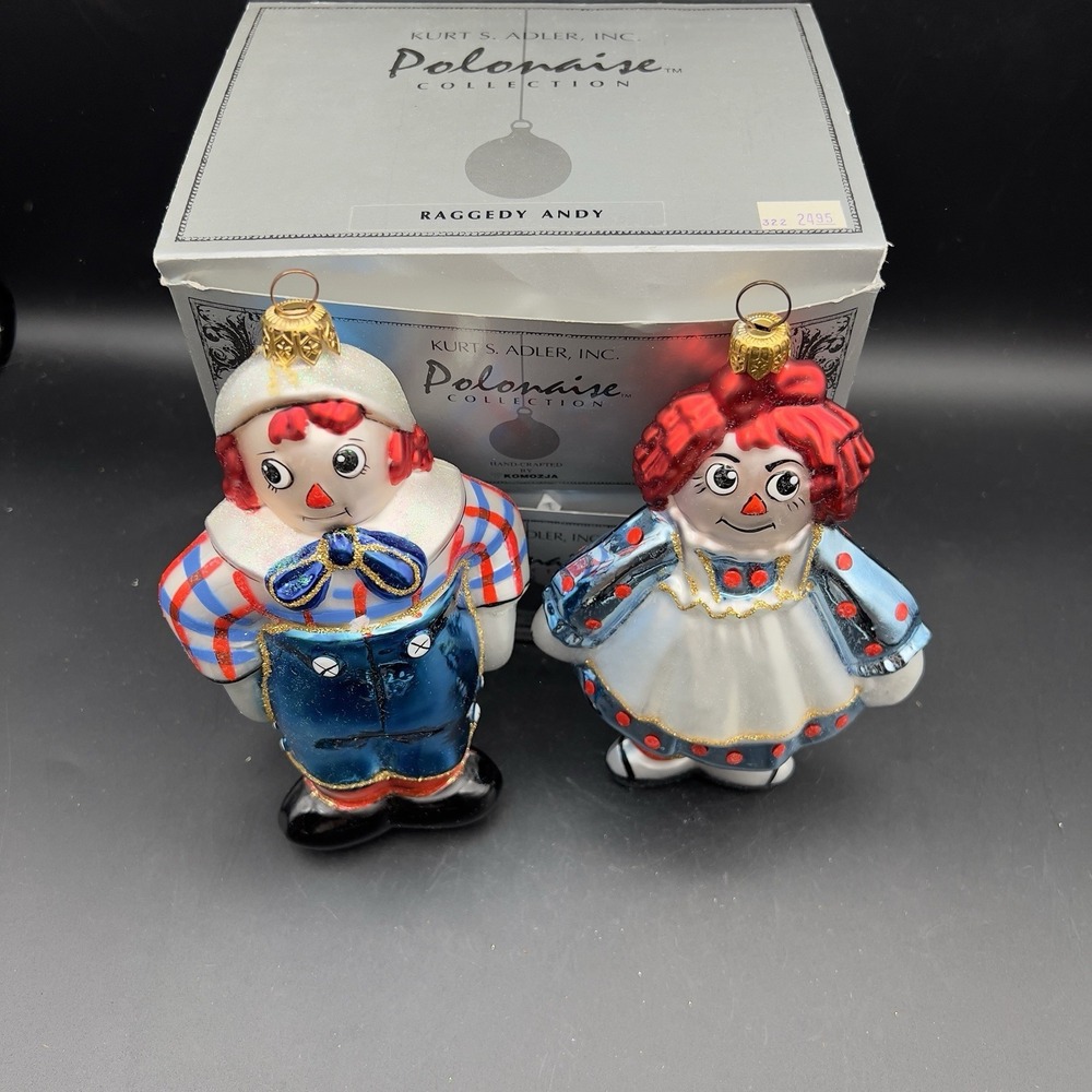 Kurt S Adler Polonaise Glass Ornament Raggedy Ann and Andy -‎ Set Of 2 - Komozja